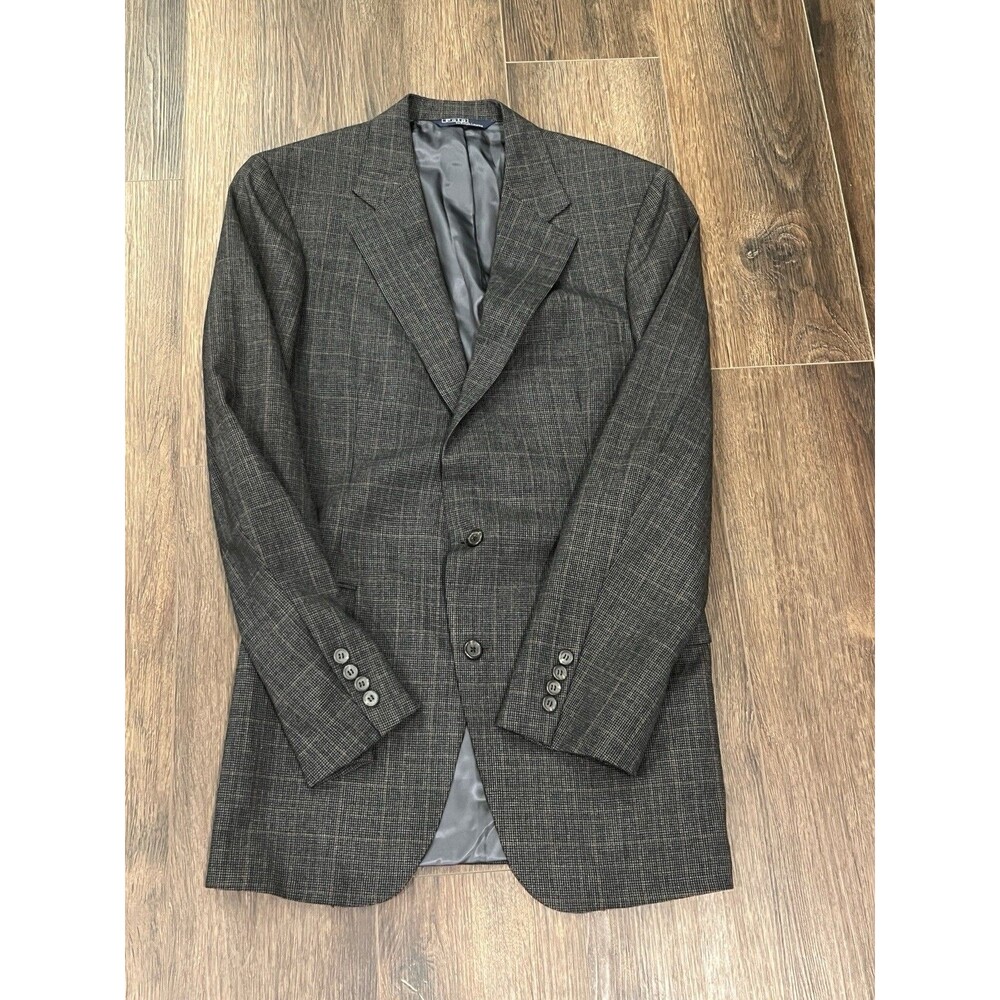 Vintage Polo Ralph Lauren Blazer Men Size 40 Long Tweed Plaid Gray Red Preppy